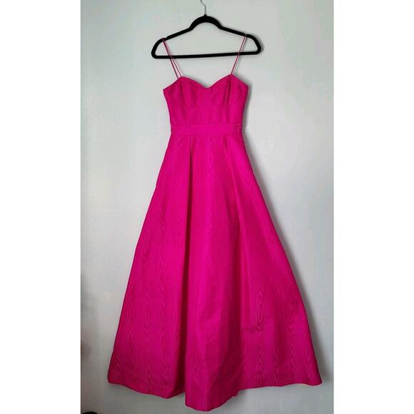$1360 REBECCA VALLANCE Frenchy Taffeta Gown Hot PinkFuchsia 0 Maxi Dress - Picture 12 of 16